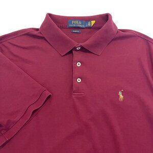 Polo Ralph Lauren Classic Fit Red Short Sleeve Polo Flesh Pony Soft - Size Large